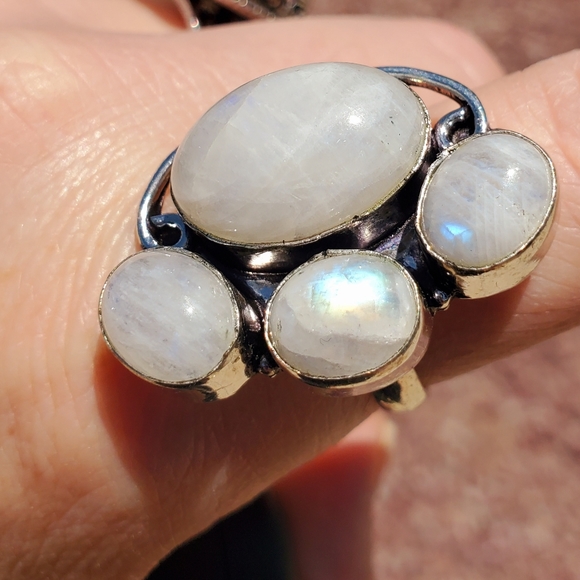 New Rainbow Moonstone 925 Silver Ring. - Picture 7 of 8